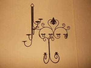 Assorted Wrought-Metal Scrollwork Wall Candle Sconces