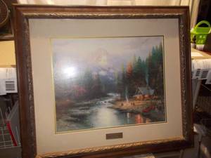 Framed Signed Landscape Art Print - End of Perfect Day by Thomas Kinkade