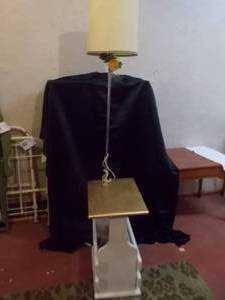 Vintage Floor Lamp Accent Table Combination with Magazine Rack Base
