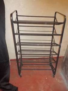 Dark Metal Wire Tiered Shoe Rack Storage Organizer