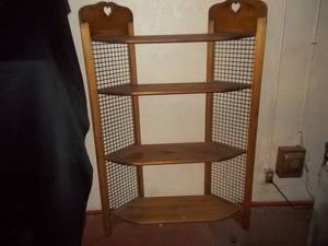 Wooden Display Shelf  Etagere Unit with Heart Accents
