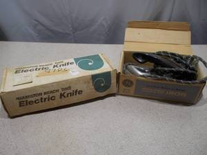 Vintage Hamilton Beach Hole-In-One Electric Carving Knife & Vintage Iron Lot