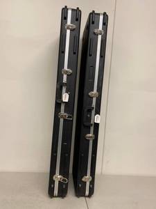 Lot 2 Molded ABS Electric Bass Guitar Hard Case Regular Black w Keys