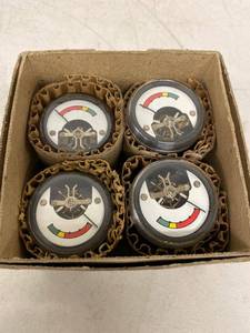 Lot of 4 Vintage Analog Panel Meters Red Yellow Green Scale Indicator
