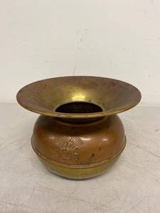 Pony Express Brass Copper Tone Spittoon Cuspidor Western Decor Patina