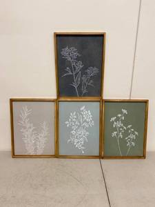 Framed Botanical Wall Art Prints Set of 4 Wood Frames 16 x 12 Good