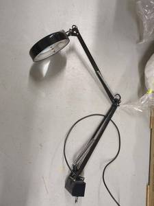 Black Articulated Magnifying Desk Lamp with Fluorescent Light