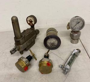 Industrial Gauge Regulator Assortment Oxweld Ashcroft Voltron Flowmeter