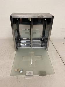 Stainless Steel Wall Mount First Aid Cabinet Frosted Glass Door Cross Lockable