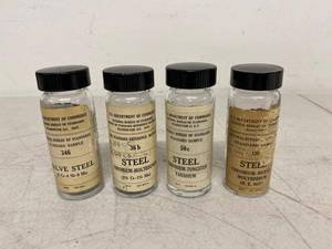 Lot of 4 Vintage NBS Standard Reference Material Steel Sample Bottles