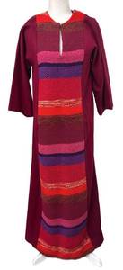 BG - Vintage Red Dress with Multicolor Woven Accent Panel