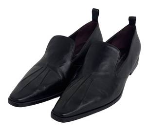 DB - Dries Van Noten Black Leather Slip-On Loafers Size EU 37 12