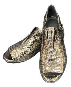 DB - Zero Maria Cornejo Metallic Snakeskin Peep-Toe Loafers - Size 37