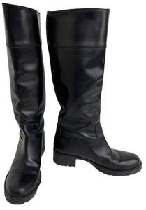 Prada Milano Black Leather Knee-High Boots - EU 39, 17 14 in Tall