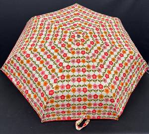 Vera Bradley Floral Umbrella - Colorful Pink Orange Flowers on White Canopy