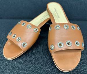 Marion Park Leather Sandals - Made in Italy, EU 39 12, Brown with Grommets