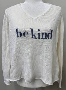 Wooden Ships Be Kind Knit Sweater - White, 50% Cotton 40% Acrylic - Bali Made