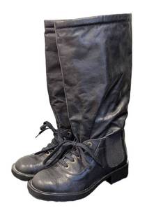 Chanel Leather Biker Boots Size 7.5