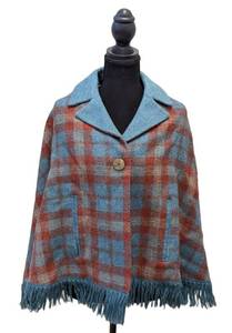 Vintage Andrew Stewart Wool Plaid Cape Jacket