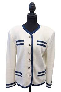 Castleberry Womens Cream & Navy Jacket Size 14