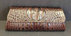 Jalda Brown Croc-Embossed Leather Clutch