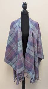 Plaid Wool Wrap Scarf in Purple, Blue & Mint