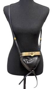 Dries Van Noten Black Leather Crossbody Purse