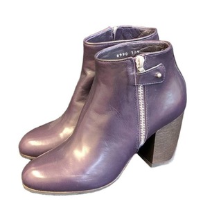 Dries Van Noten Purple Leather Ankle Boots Size 7.5