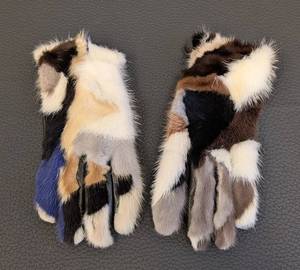 Sermoneta Patchwork Fur Gloves Womens Size 6.5