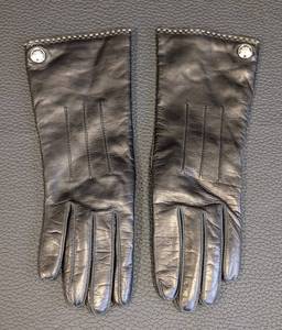 Coach Black Leather Cashmere Lined Womens Gloves Size 6.5
