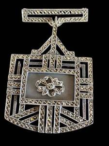 Vintage Sterling Silver Marcasite Brooch