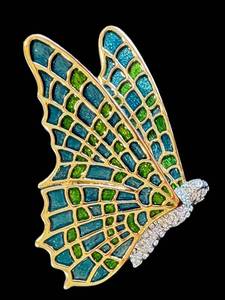 Vintage Kenneth J Lane Gold Tone Enamel Butterfly Brooch
