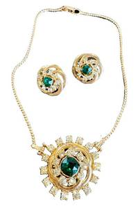 Beautiful Vintage Costume Jewelry Necklace & Screw-Back Earrings Set