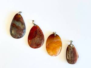 Fire Agate & Jasper Pendants (Lot of 4)
