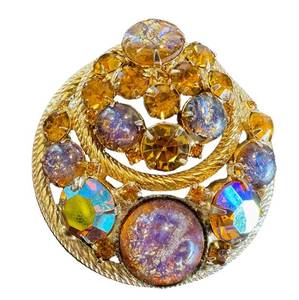 Vintage 1960s D&E Juliana Easter Egg Cabochon Rhinestone Brooch