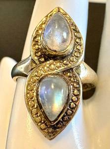 Sterling Silver Moonstone Ring Size 10