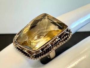 Citrine Sterling Silver Ring Size 8.75