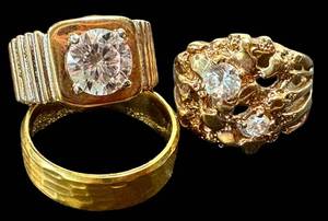 Gold-Tone Fashion Rings Size 12 (Lot of 3)