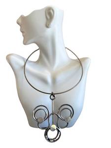 Vintage Mid-Century 800 Silver Modernist Choker Necklace