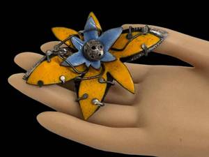 Artisan Crafted Floral Enamel Brooch