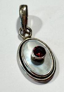 Sterling Silver Pendant Red Stone