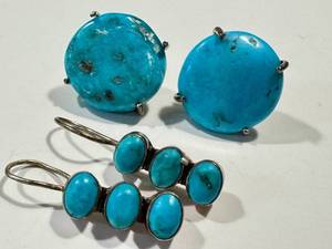 Vintage Turquoise Earrings Sterling 925 (Lot of 2 Pairs)