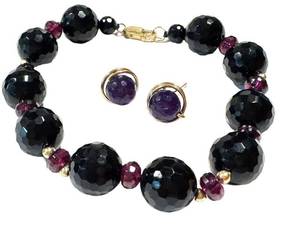 Beaded Bracelet & Earrings Set 14K Clasp