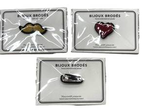 Macon & Lesquoy Bijoux Brodes Hand Embroidered Jewels (Lot of 3)