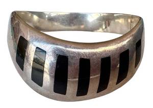 Vintage Sterling Silver Onyx Bracelet TJ-41