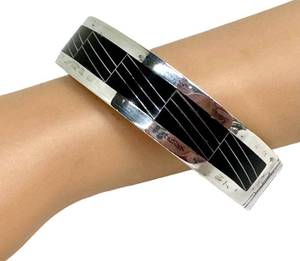 Vintage Mexican Sterling Silver Onyx Bracelet