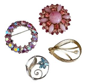 Vintage Rhinestone Brooch Trio Sterling & Austria