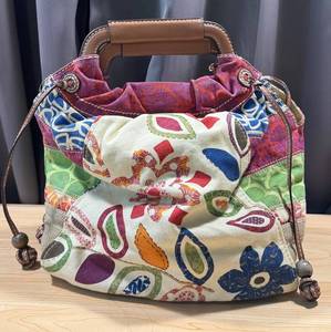 Vintage Fossil Artisan Boho Patchwork Tote Hobo Bag