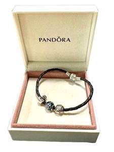 Pandora Bracelet With Retired Dolphin, Majestic Butterfly & Turquoise Zen Beads
