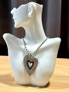 Pearl Beaded Necklace Metal Artisan Crafted Heart Pendant